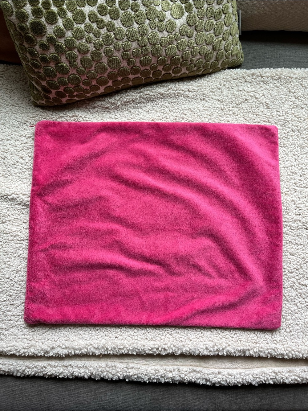 Bright Pink Fleece Pillow Cover 20” x 16.5”